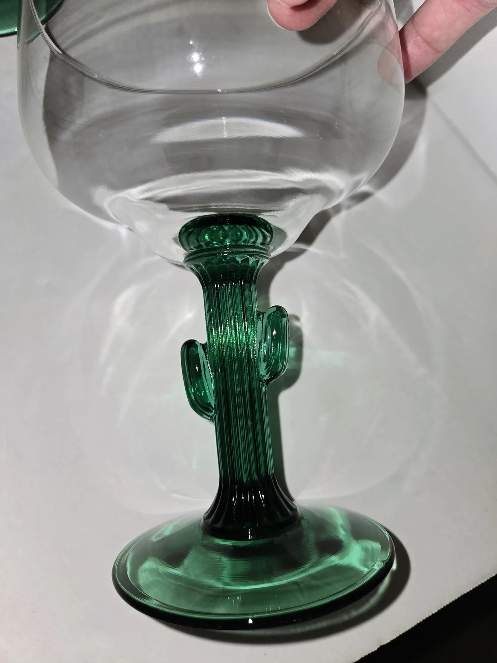 Clear Glass Cactus Stem Margarita Glasses - Green